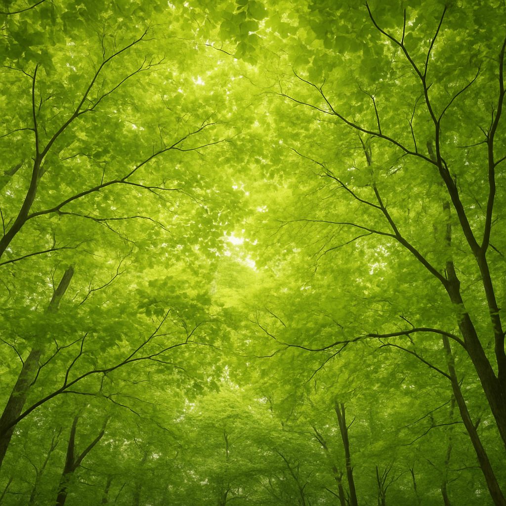 Daylight through a healthy forest canopy