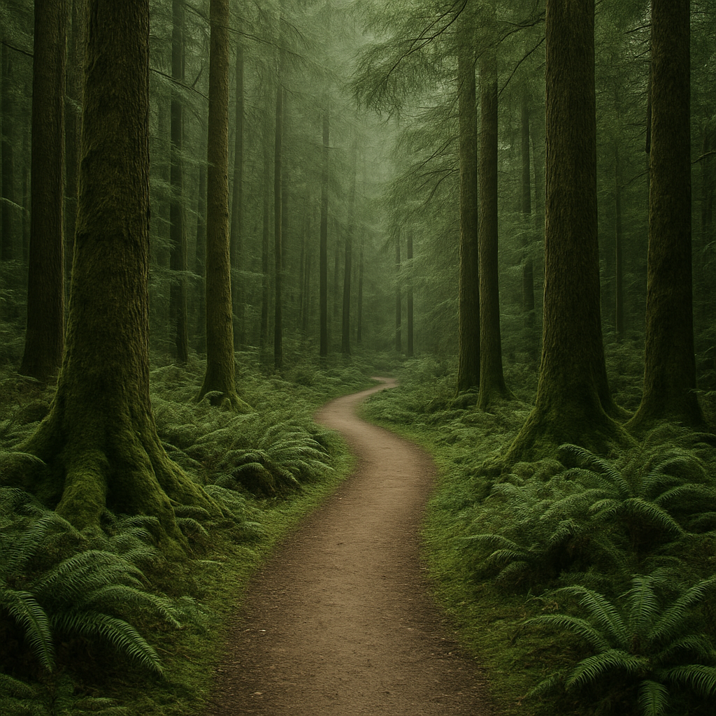 A quiet path through mature forest